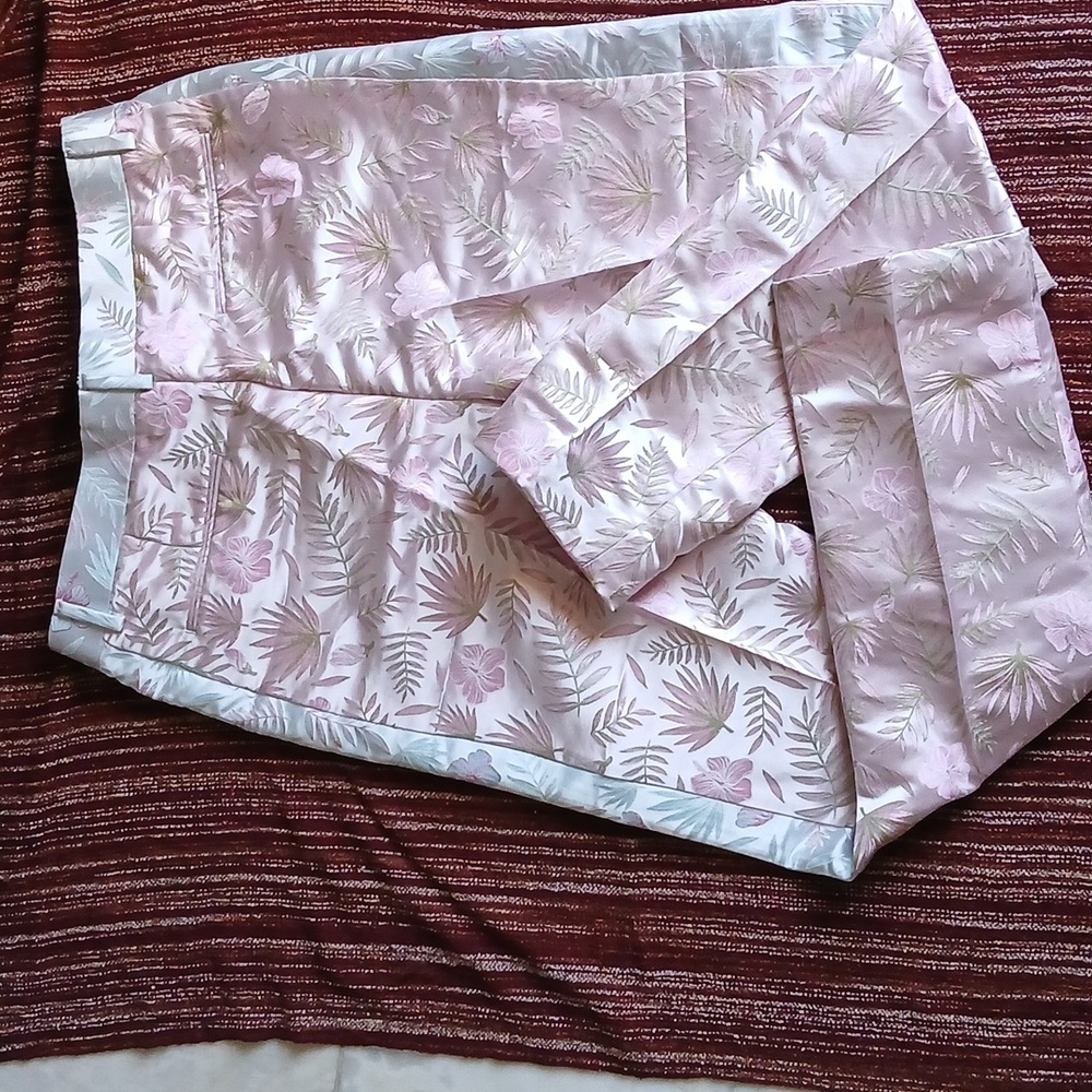 NEW! ASOS Pink and Gold Leaf Pattern Trousers Pants Waist 34 - Picture 5 of 5